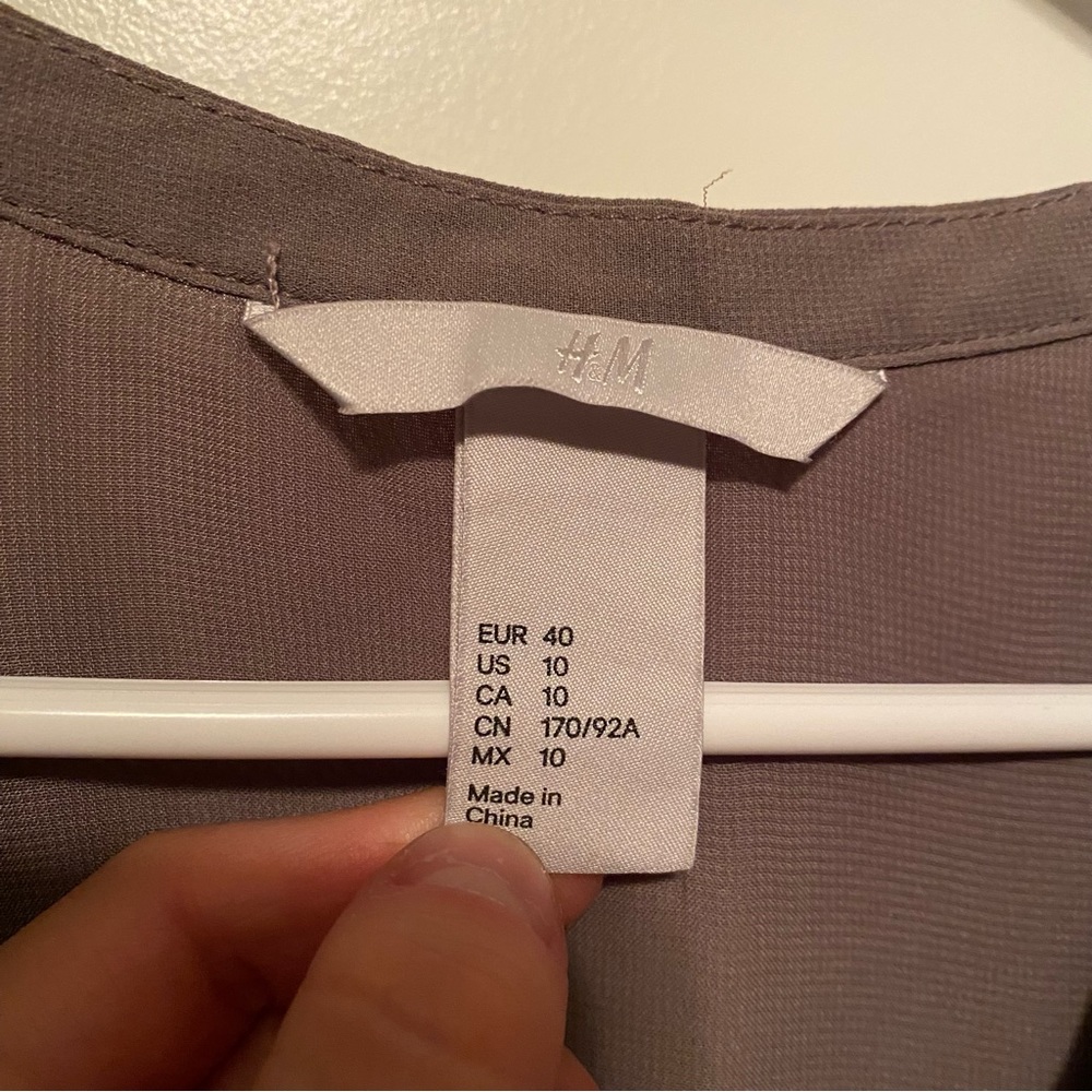 H&M Solid Gray Simple Button Down Long Sleeved Ru… - image 3